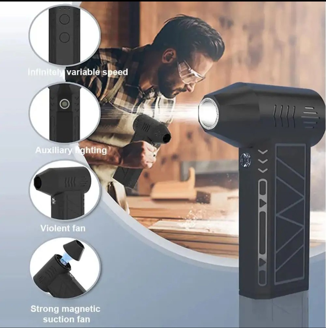 مینی جت فن شارژی مدل ZY7400-SE/PRO | فن قوی با باتری ۵۰۰۰ میلی‌آمپر، چراغ LED و سه سرعت