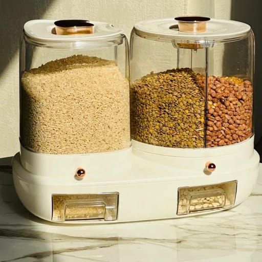 جا حبوباتی و برنج دوقلو 2 قلو چرخشی 360 درجه با ظرفیت 11 کیلوگرم